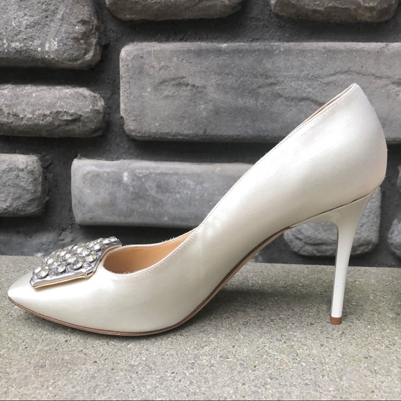 Kate Spade Ivory Satin Rhinestone Pumps NEW sz 10 - Picture 3 of 12